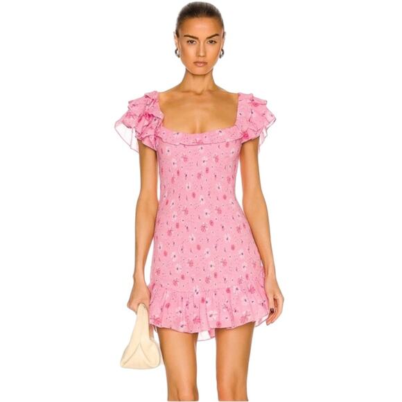 NWT LoveshackFancy Kodie Mini Dress in Coral Blaze – Sz L - Picture 1 of 10